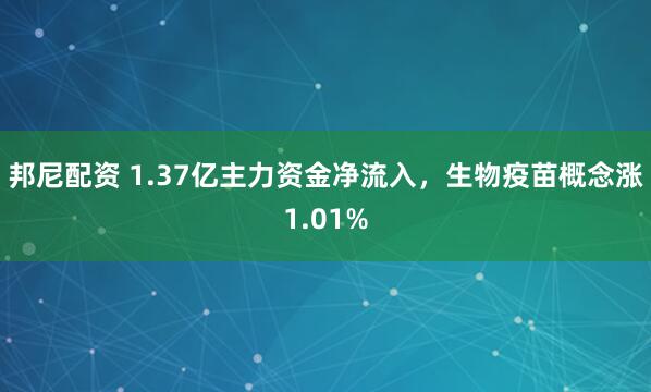 邦尼配资 1.37亿主力资金净流入，生物疫苗概念涨1.01%